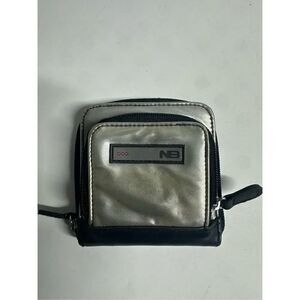 New Balance Men’s Wallet Cardholder ID window Silver Black Canvas Faux Leather